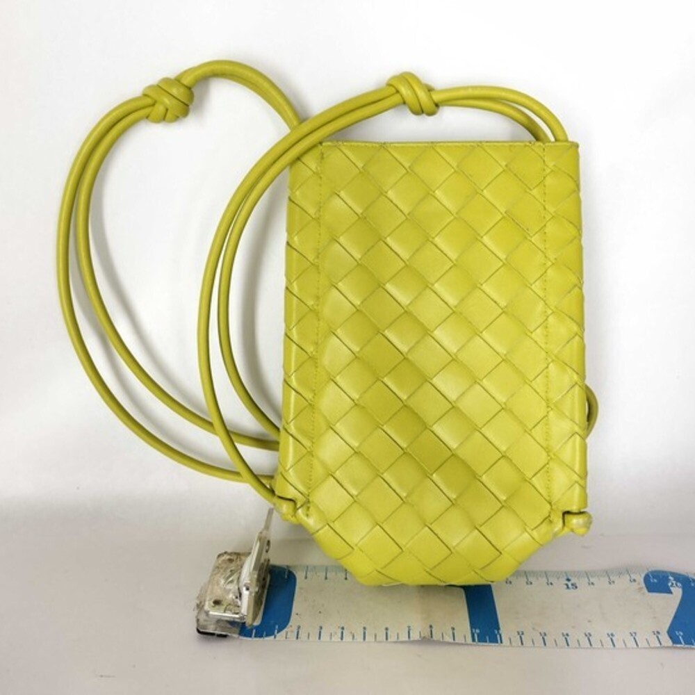 BOTTEGA VENETA Yellow Lambskin Leather Intrecciato Shoulder Bag - Picture 2 of 10